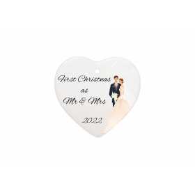 Glob ceramica inimioara pentru bradul de Craciun, First Christmas as Mr & Mrs 2022